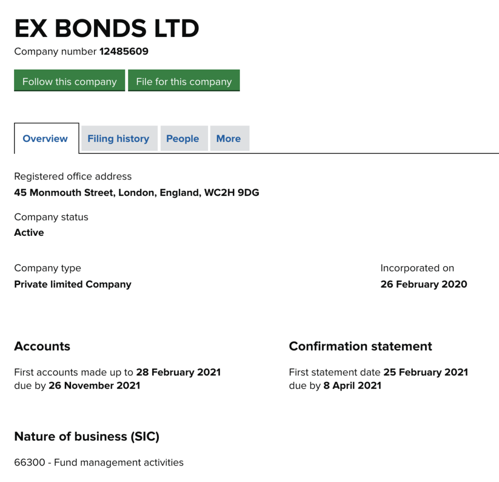 Ex Bonds registration