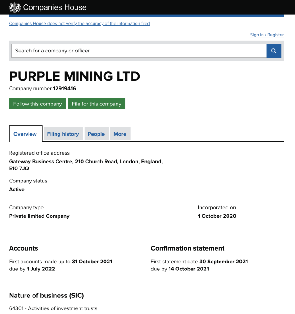 Purple Mining Registration