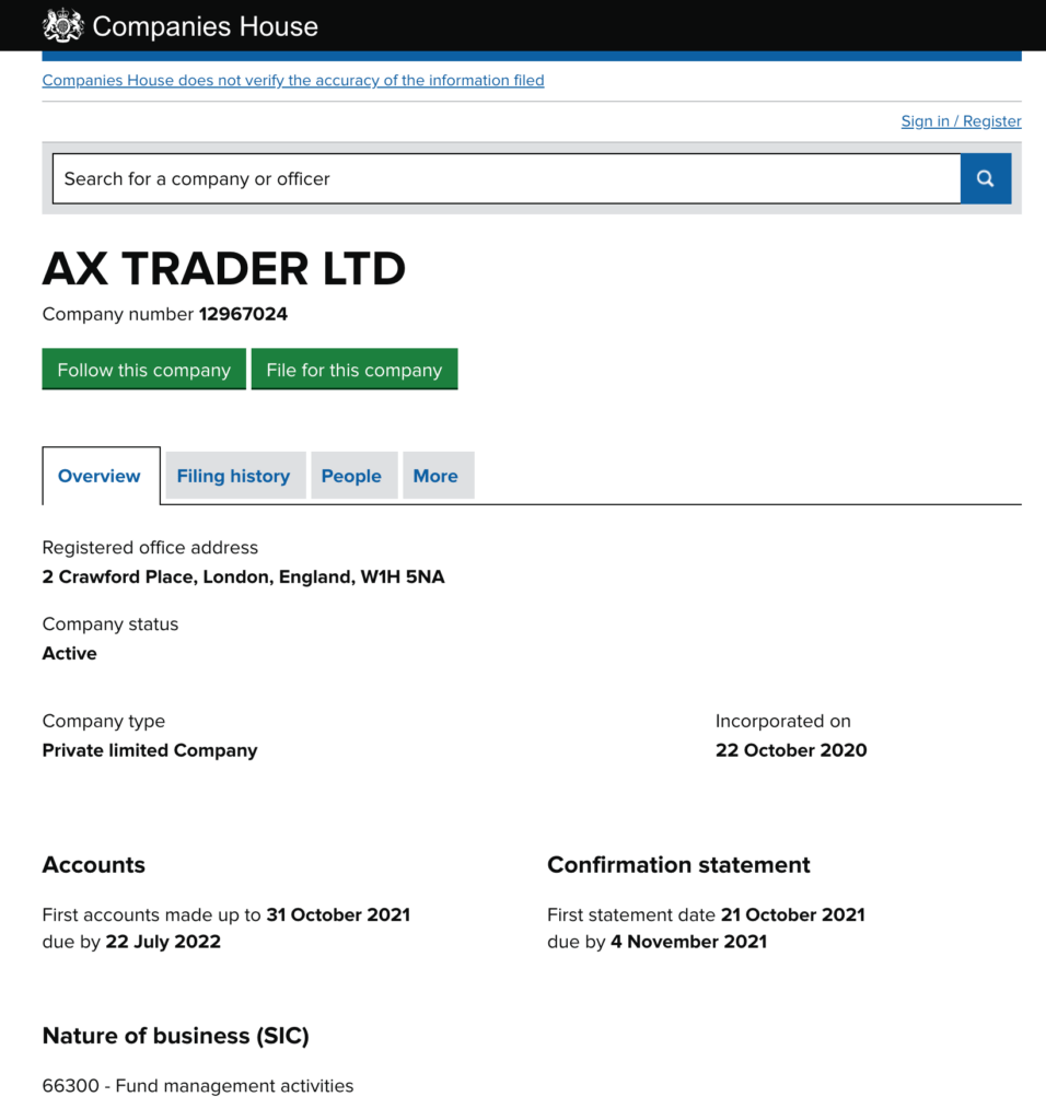 AXTrader registration