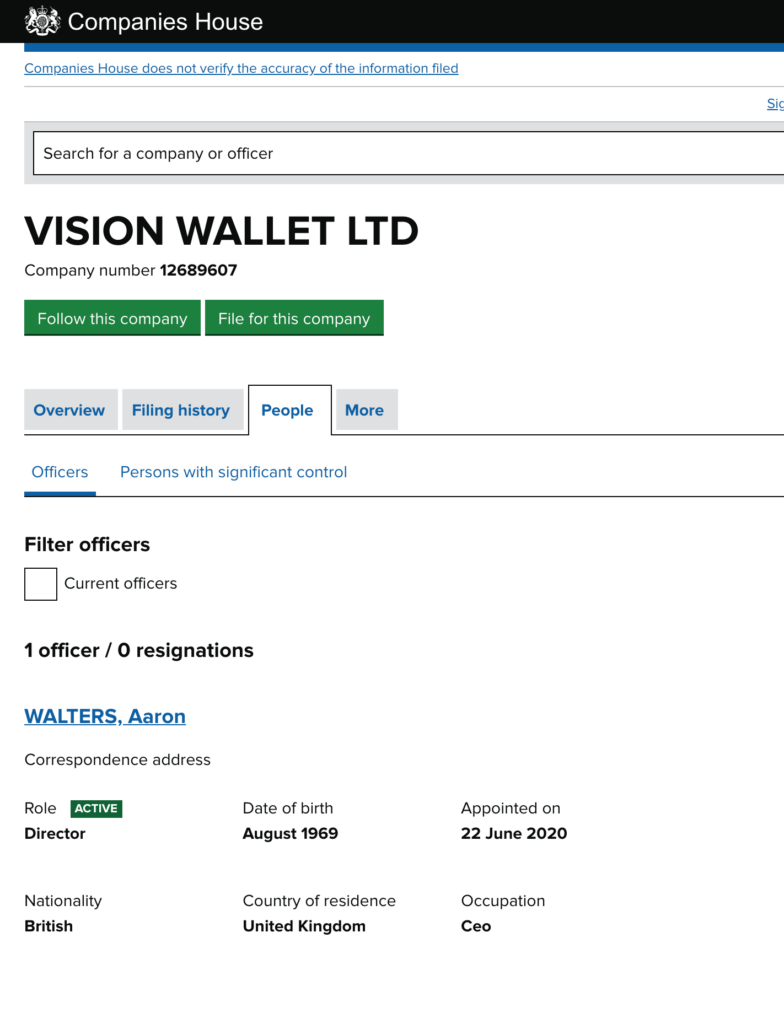 Vision Wallet LTD